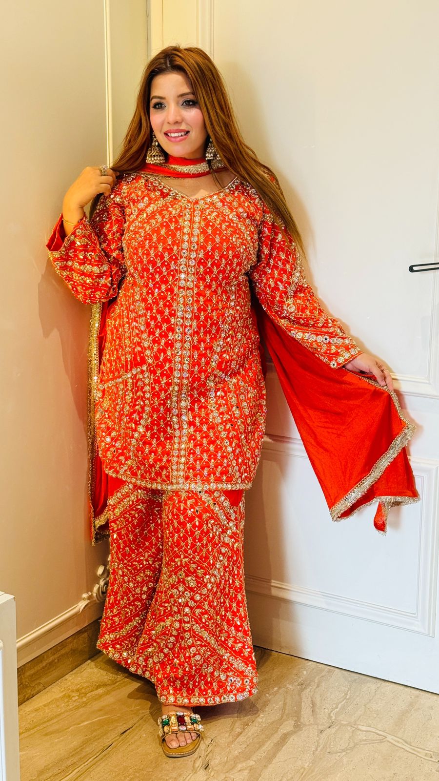 Reyna Bell Bottom Set- Orange